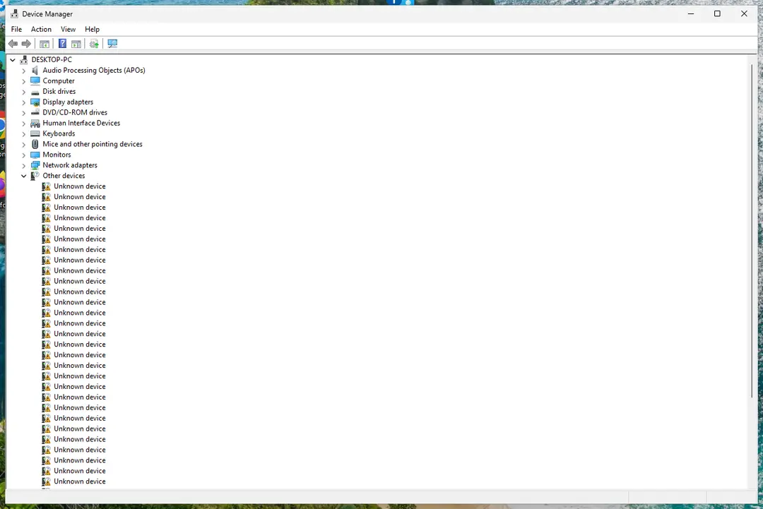 Device Manager with device categories